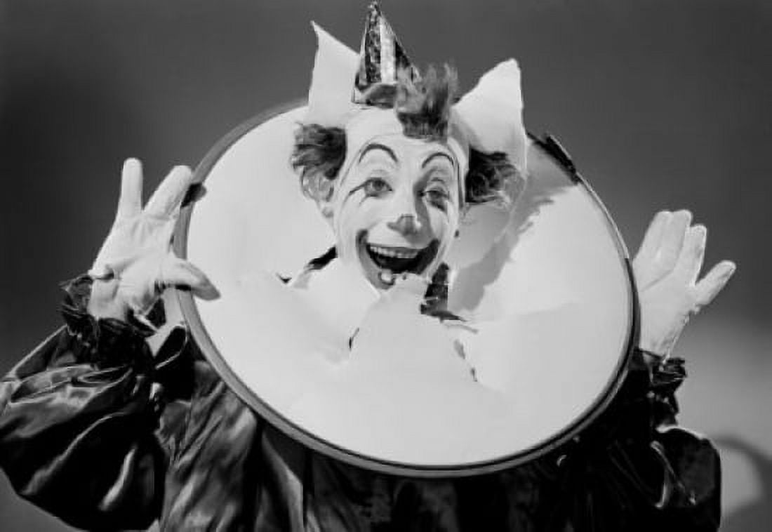Studio portrait of clowns head thought paper Canvas Art - (18 x 24)