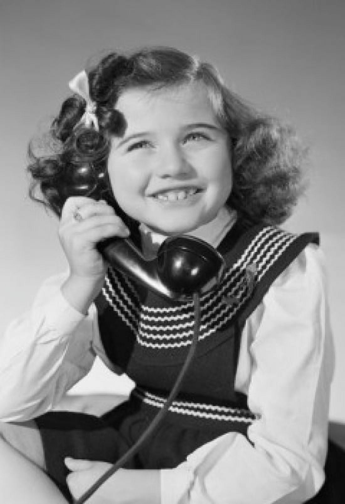 Studio portrait of girl on telephone Canvas Art - (24 x 36)