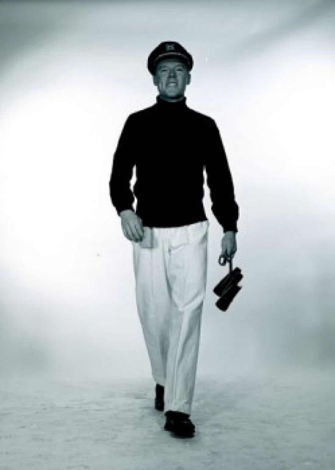 Studio portrait of man wearing sailor hat and carrying binoculars Canvas Art - (24 x 36)