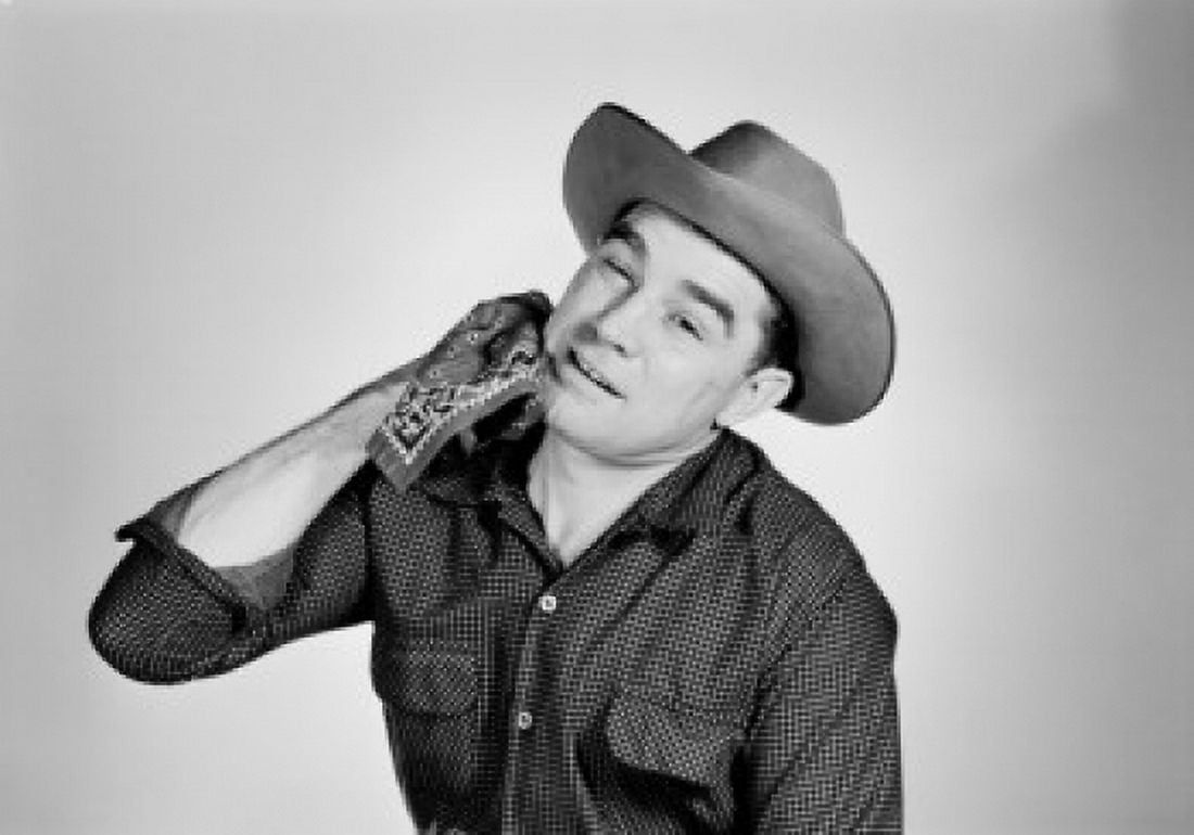 Studio portrait of man wiping face with handkerchief Canvas Art - (18 x 24)