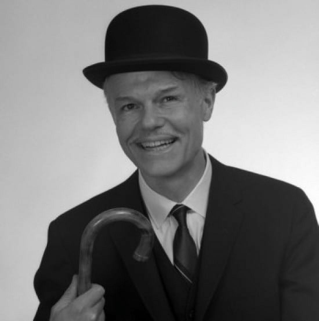Studio portrait of mature man with cane and bowler hat Canvas Art - (24 x 36)