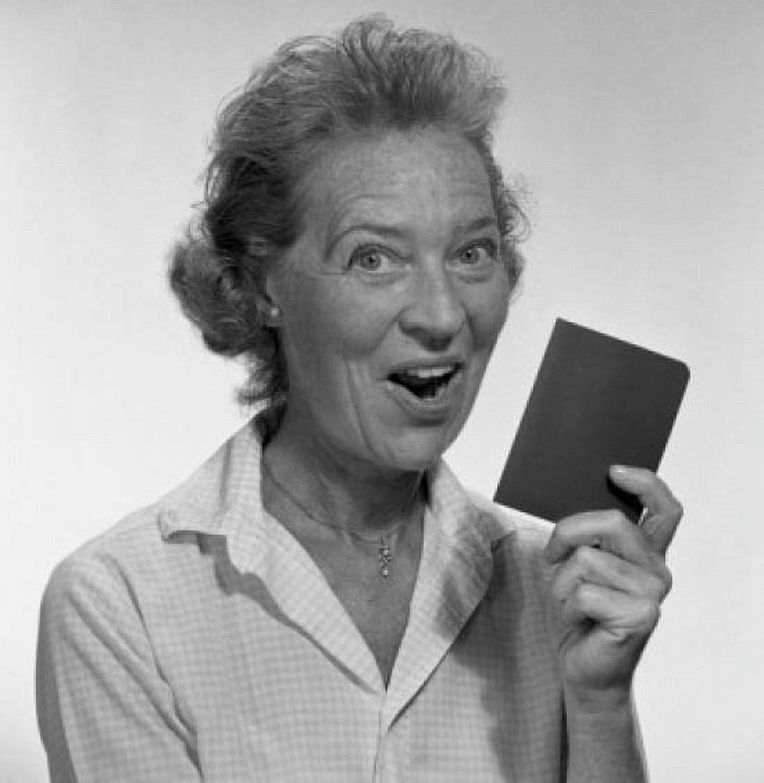 Studio portrait of senior woman holding passport Canvas Art - (18 x 24)