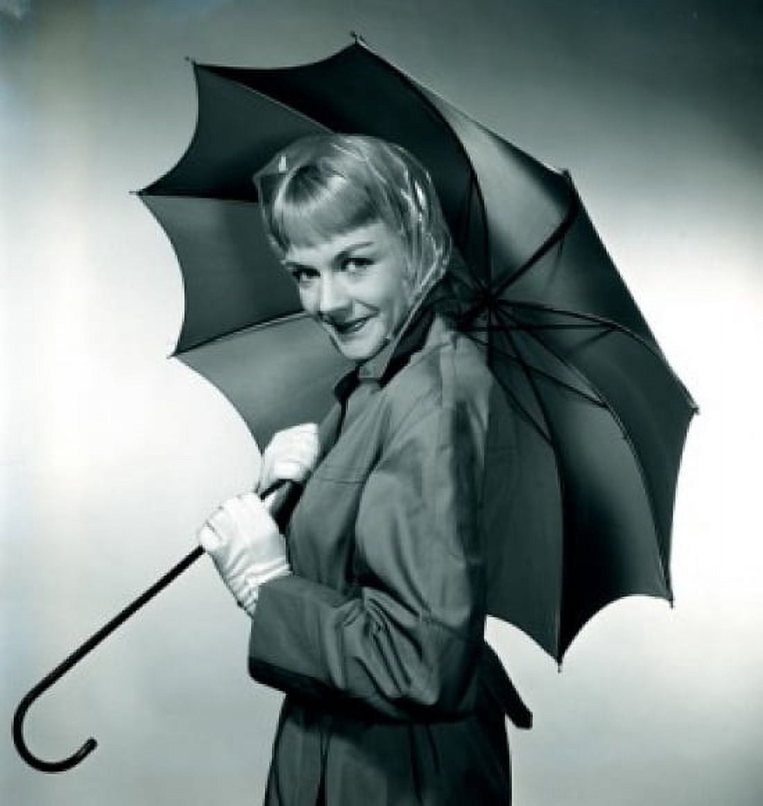 Studio portrait of smiling woman with umbrella Canvas Art - (18 x 24)