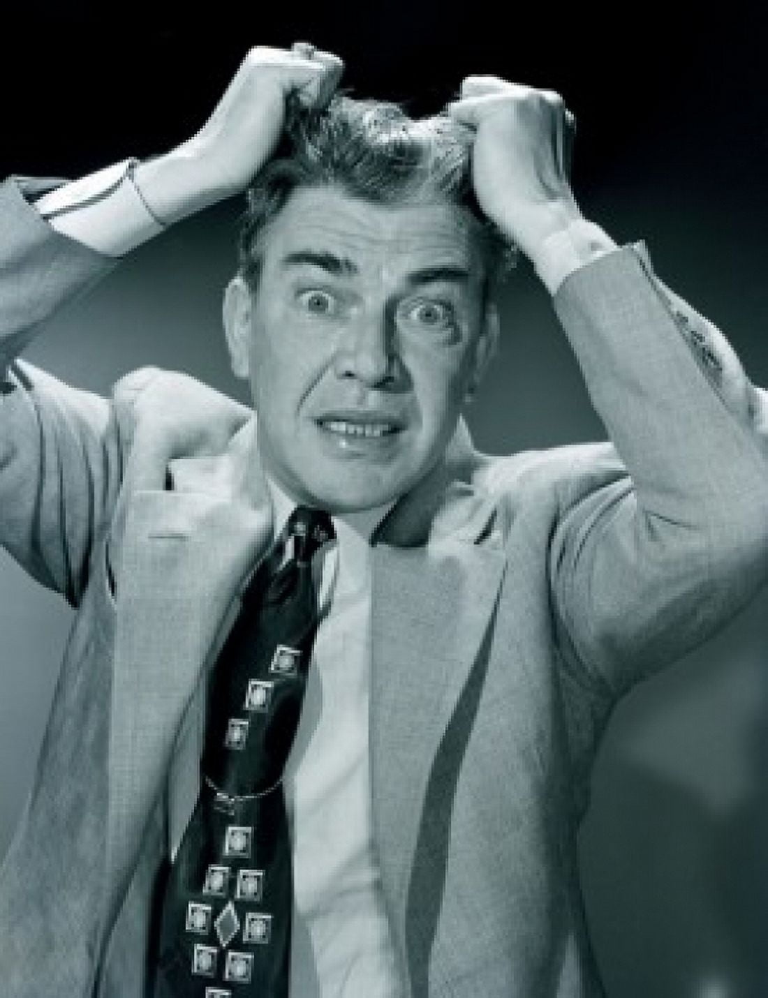 Studio portrait of stressed businessman Canvas Art - (18 x 24)