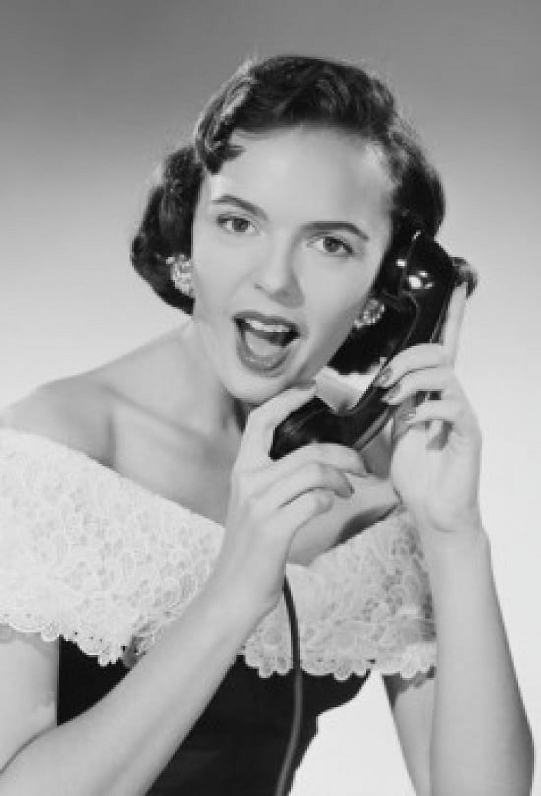 Studio portrait of young woman talking on phone Canvas Art - (18 x 24)