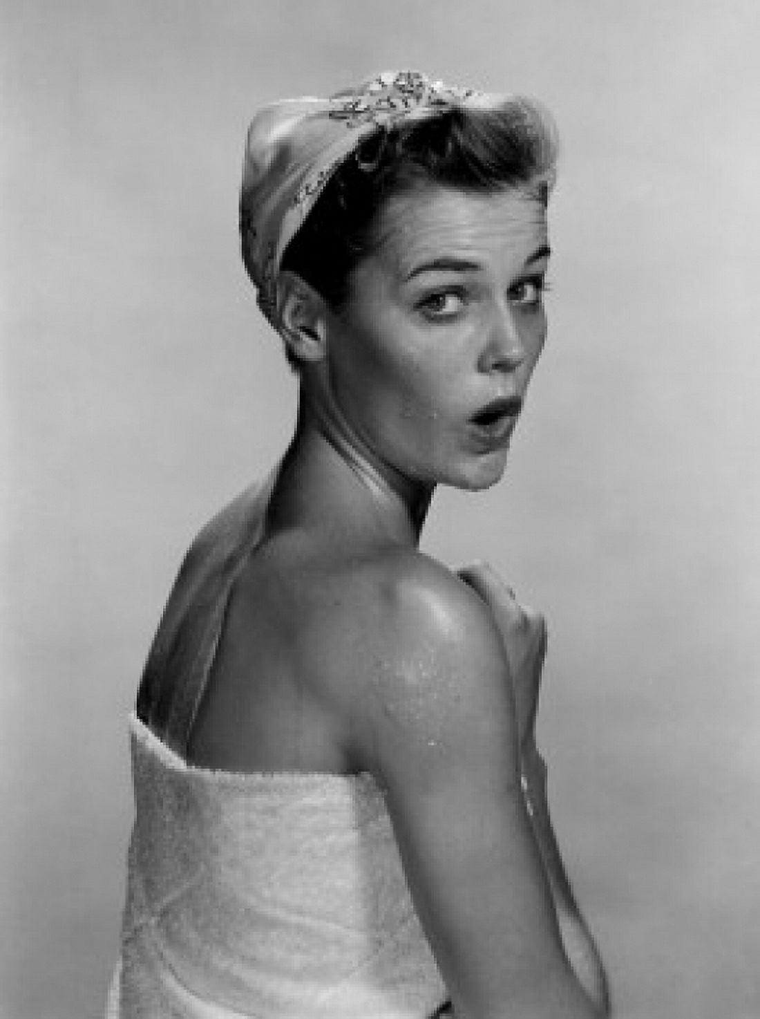 Studio portrait of young woman wrapped in towel Canvas Art - (24 x 36)