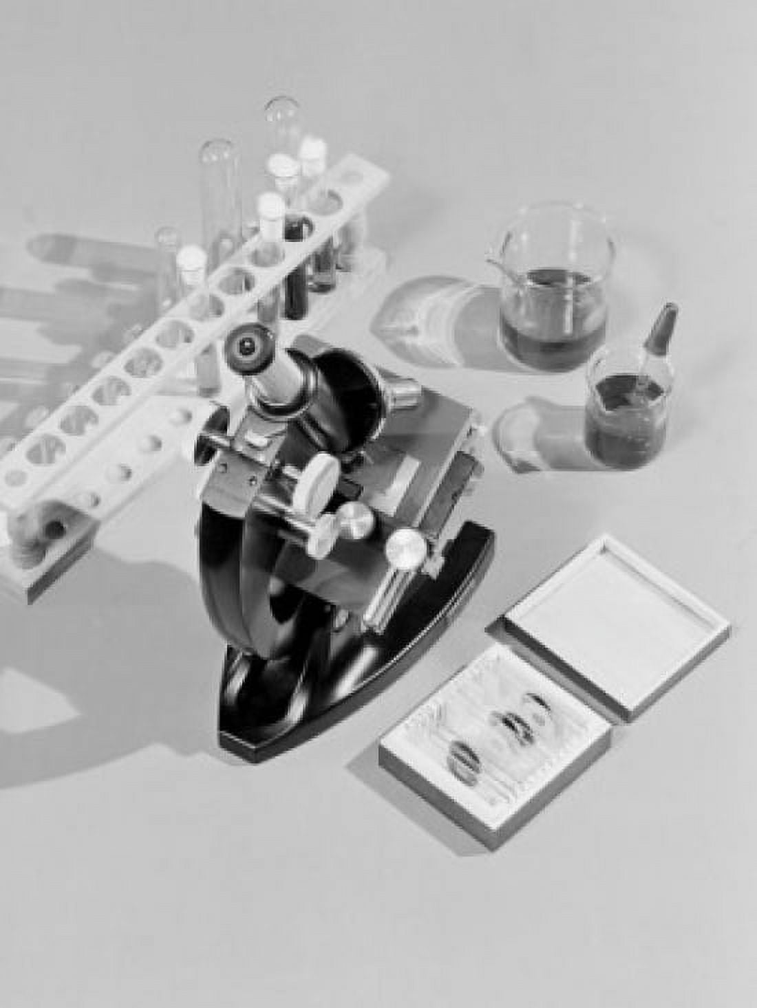 Studio shot of microscope and test tubes Canvas Art - (24 x 36)