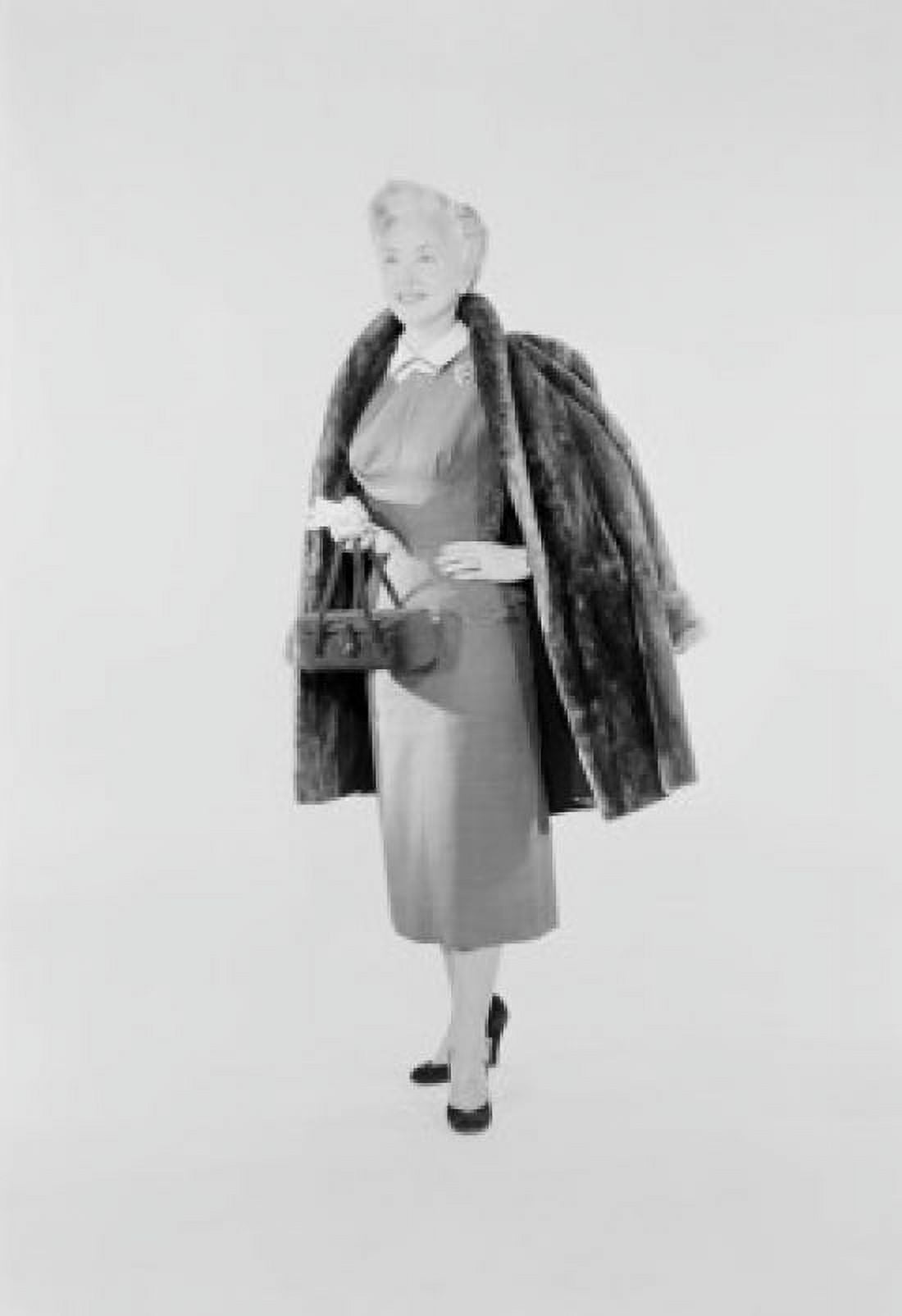 Studio shot of senior woman wearing fur coat Canvas Art - (18 x 24)