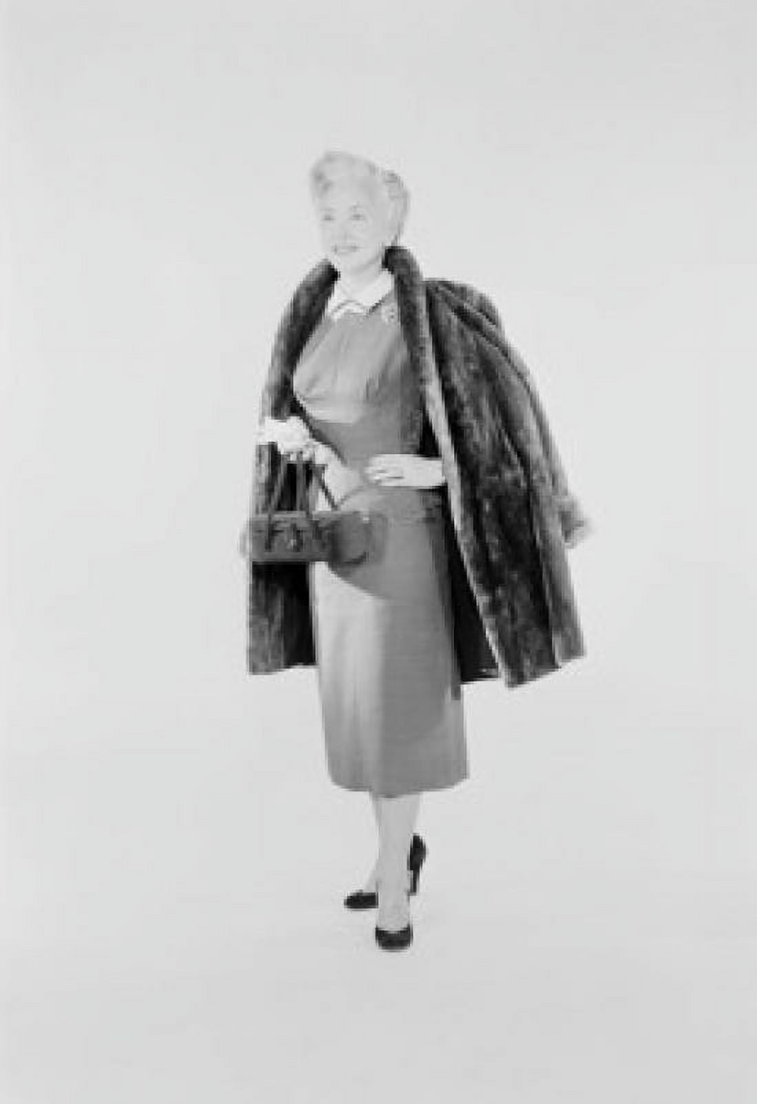Studio shot of senior woman wearing fur coat Canvas Art - (24 x 36)