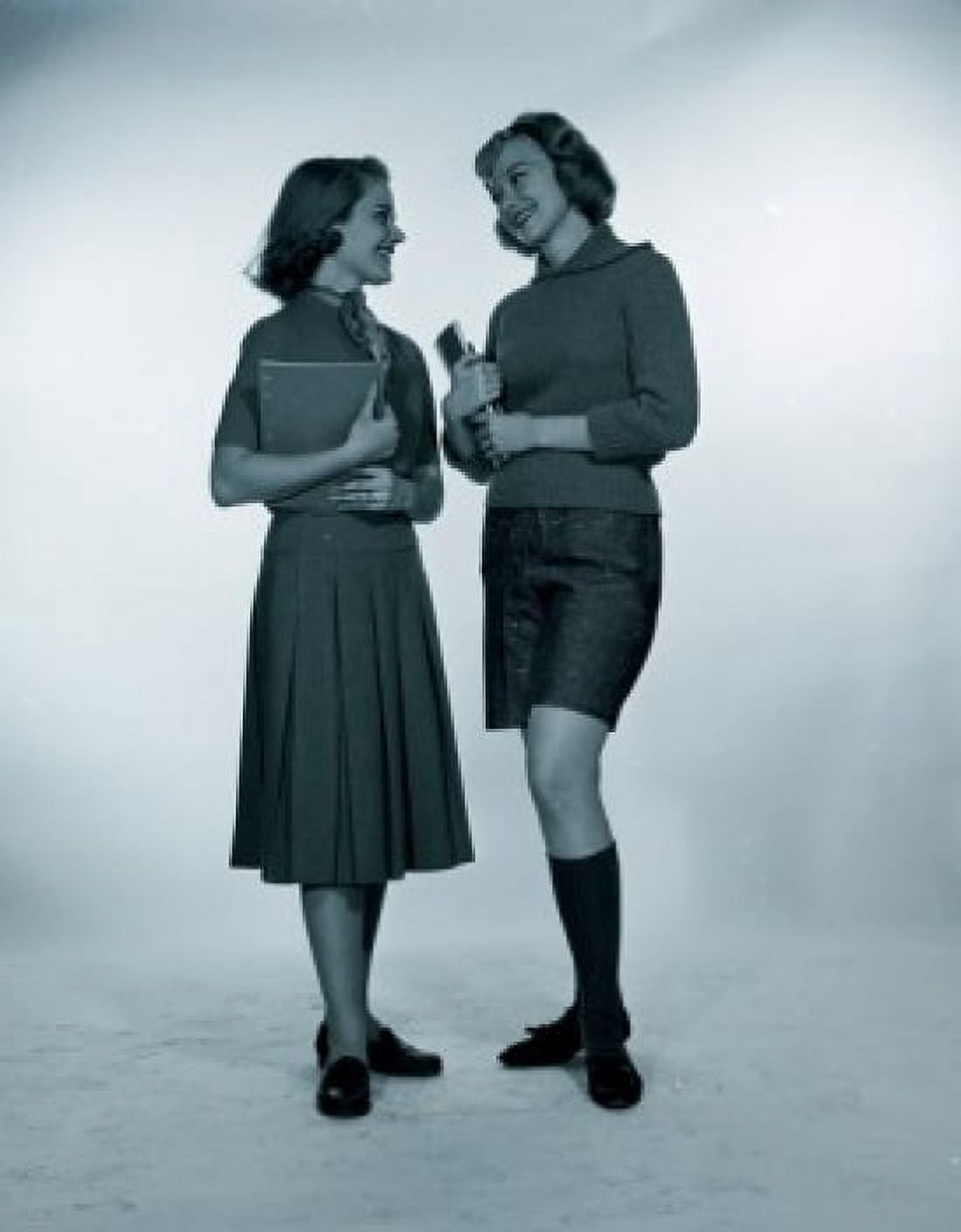 Studio shot of two female students Canvas Art - (18 x 24)