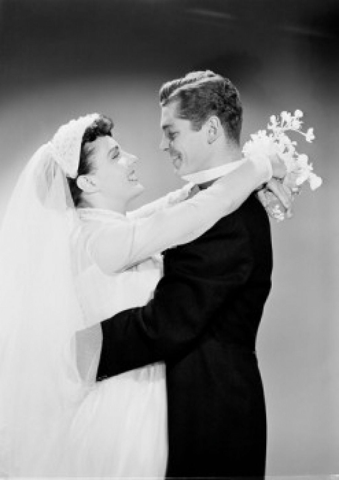 Studio shot of wedding couple embracing Canvas Art - (18 x 24)