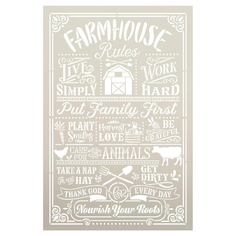StudioR12 Farmhouse Rules Stencil for Farmhouse Country Decor, STCL6541, 16 studior12-farmhouse-rules-stencil-for-farmhouse-country-decor-stcl6541-16-x-24-walmart-com