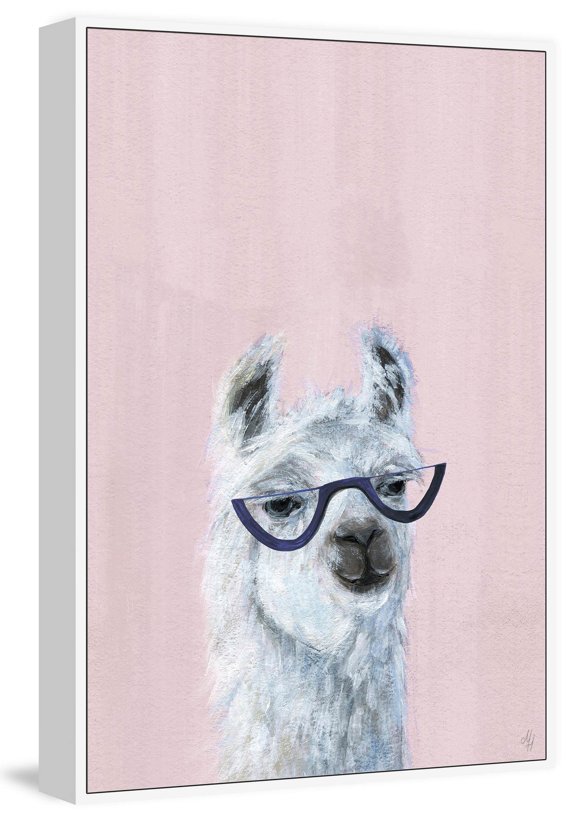 Studious Llama Floater Framed Painting Print on Canvas