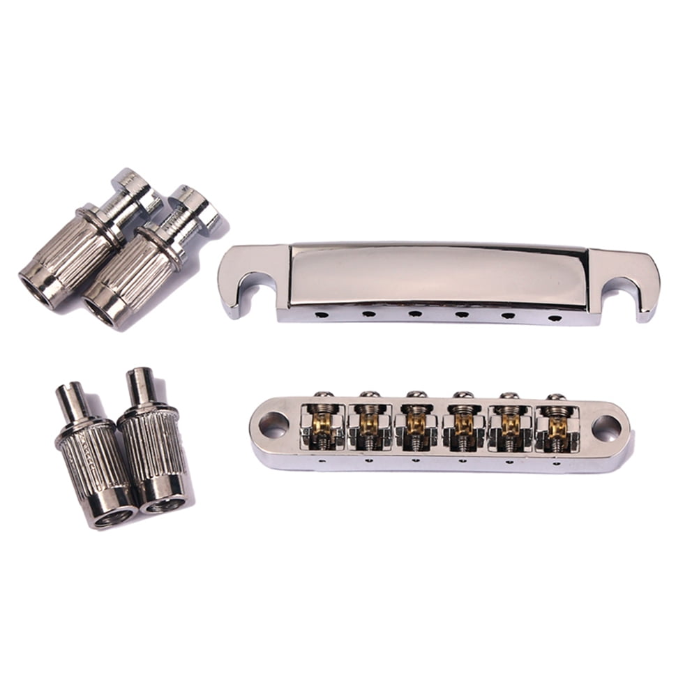 UPKOCH Silver Metal Guitar Bridge Saddle Roller Tailpiece for Electric Guitar Replacement Parts