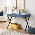 thumbnail image 1 of Study Desk with 2 Drawers for Kids, Home Office Computer Desk with X-Shaped Steel Legs and MDF Table Top for Living Room Bedroom, Easy Assembly, Space Saving Table, Blue, 1 of 7