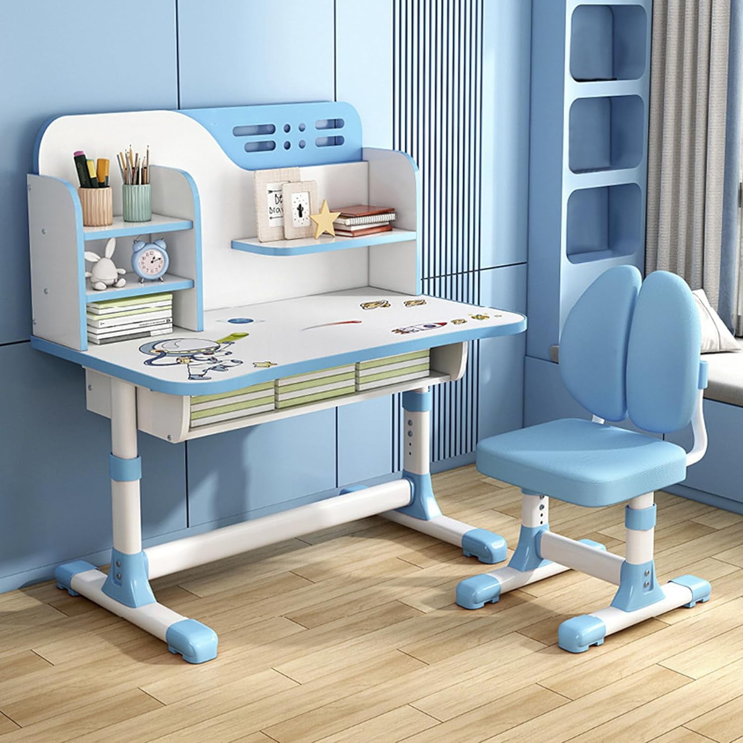 Set Of 2 Adjustable Kids Chairs - 3 Height Levels, Grey Plastic Toddler Chairs For Ages 2-6