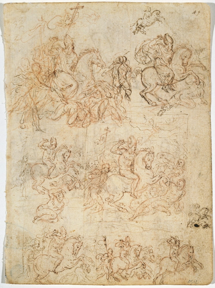 Study For St Ambrose On Horseback Chasing The Arians Canvas Art - (18 x 24)