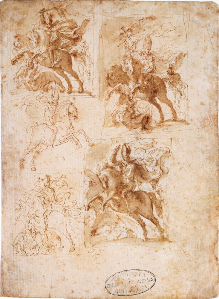 Study For The St Ambrose On Horseback Chases Arians Canvas Art - (18 x 24)