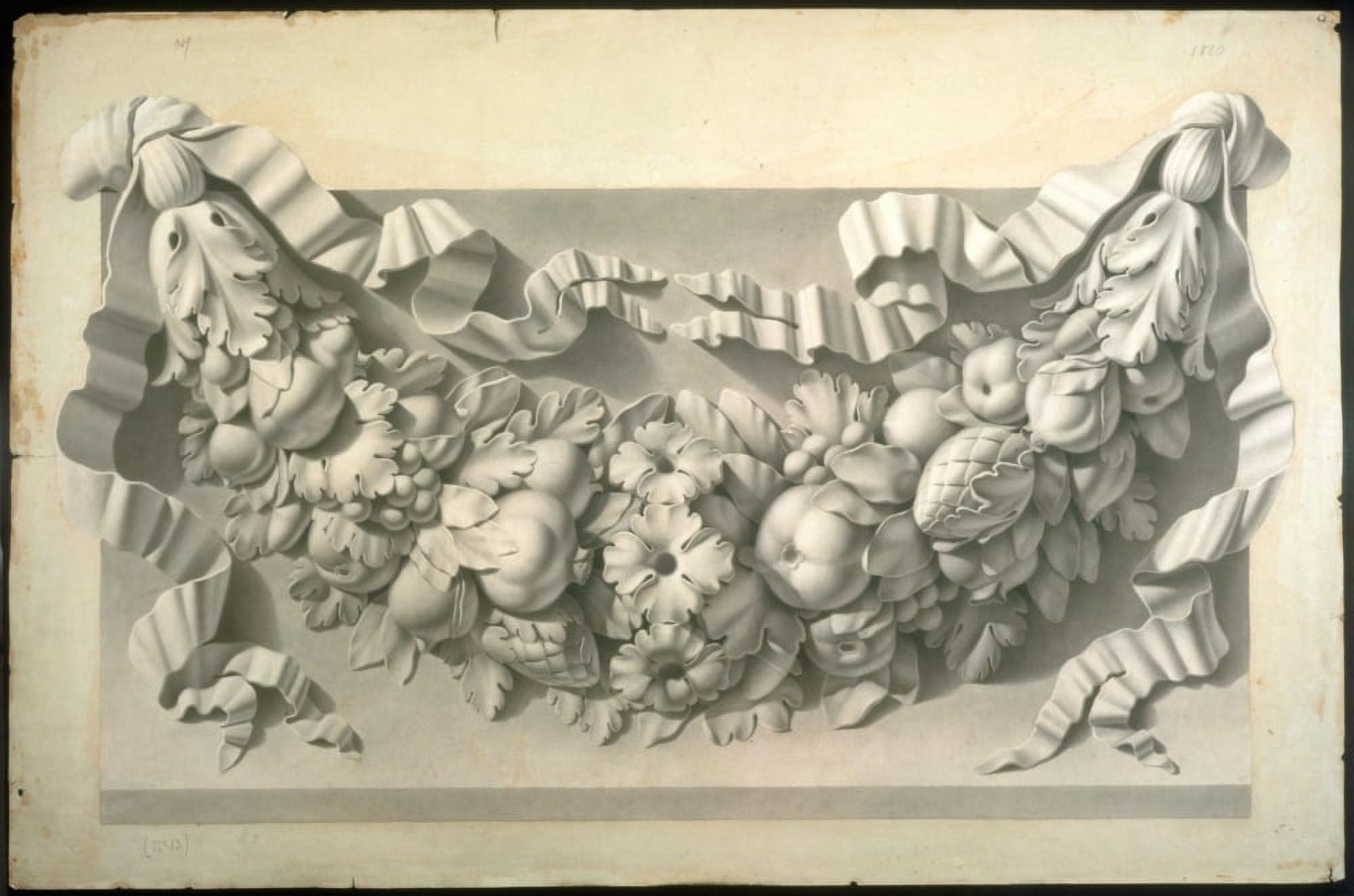 Study From The Festoon Of The Facade Of San Celso Canvas Art - (36 x 24)
