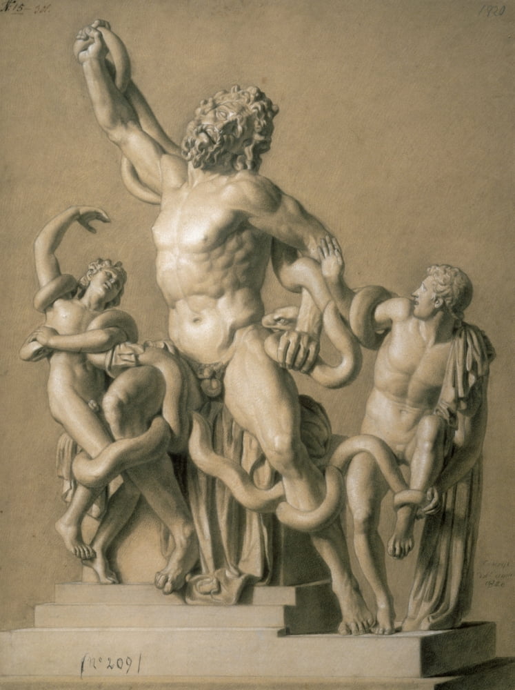 Study From The Group Of The Laocoon (Studio Dal Gruppo Del Laocoonte) Canvas Art - (18 x 24)
