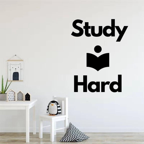 Study Hard Inspirational Quote Wall Decal Study Education Vinyl Sticker Art For Kids Room Office College Decorations 42x53cm