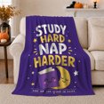 thumbnail image 1 of Study Hard Nap Harder Whimsical Cartoon Book Moon, Cozy Typography Art Scene, Warm Flannel Blanket for Living Room and Reading Nook, Art Lovers Graduation Gift, Artistic Home Decor, 1 of 9
