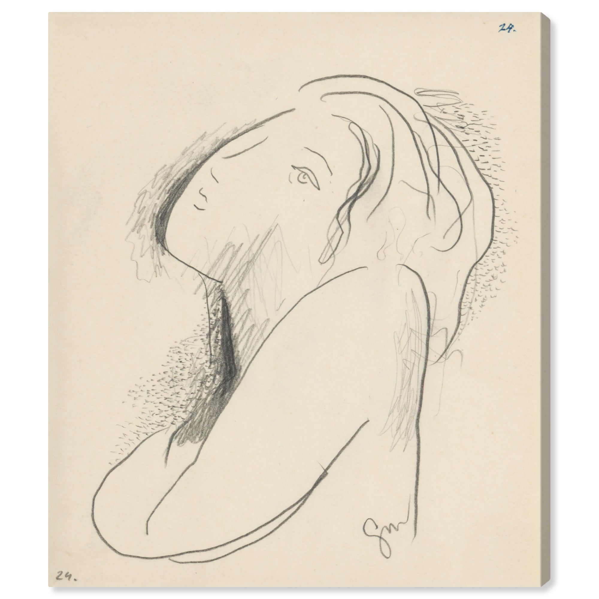 Classic Feminine Figure Art on Canvas in Black and White