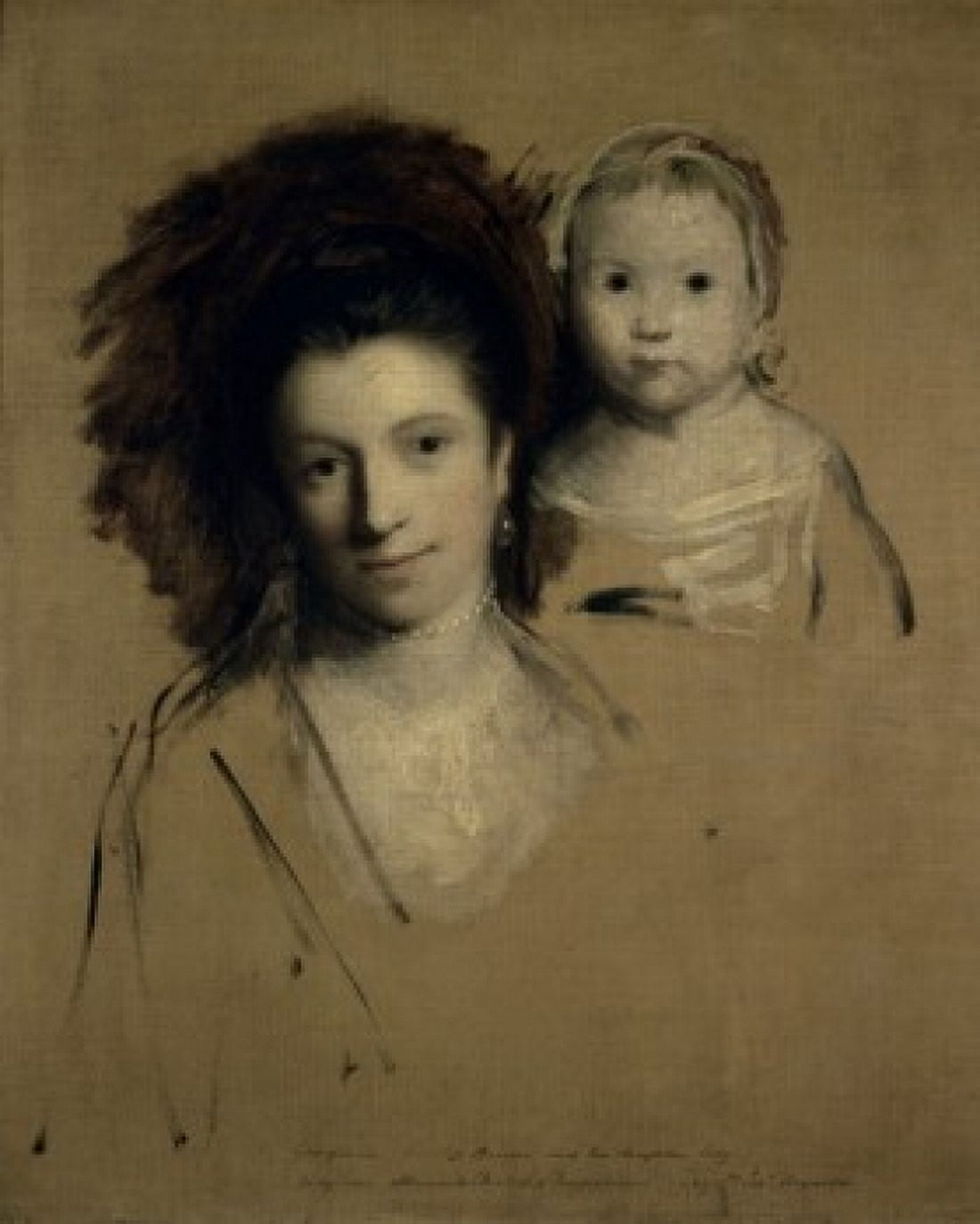 Study Of Giorgina And Her Daughter 1759 Joshua Reynolds (1723-1792 British) Private Collection Canvas Art - Joshua Reynolds (18 x 24)