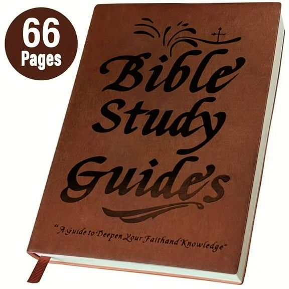 Study Plan Guide 66-Page Bible Study Guide & Devotional Journal - Pu Leather Cover, Scripture Summaries, Daily Reflections Beginner-Friendly Spiritual Growth Notebook Christian Gift Idea