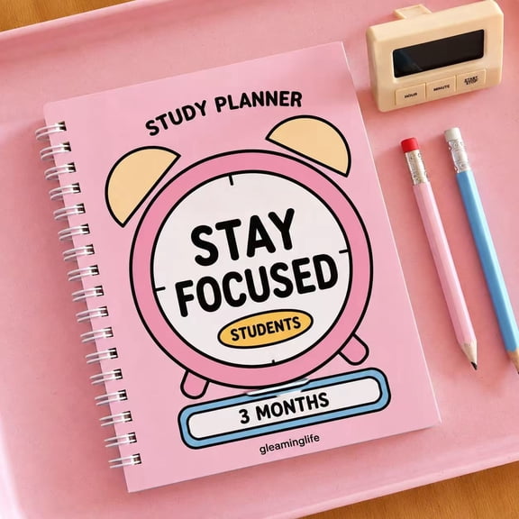 Study Planner for Students, 3 Month Academic Planner, Daily Study Tracker with Spiral Binding, Goal Setting, Homework Organizer, School Planner Notebook, Stay Focused, 5.16 x 6.1 in