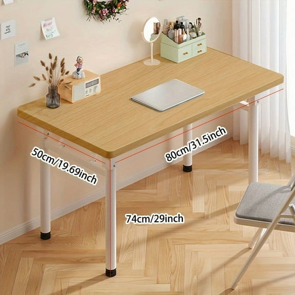 Study Table Computer Desk, Home Office Desk, No Assembly Required Modern Simple Style Space Saving Foldable Work Gaming Desk, Basic Writing Table For Study Student, Natural