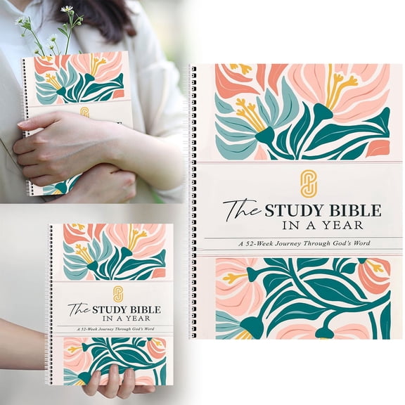 The Study in a Year 52-Week Bible Reading Guide, Bound Notebook with Cover, Daily Devotional Planner, Week-by-Week Scripture Study Journal for Personal Growth