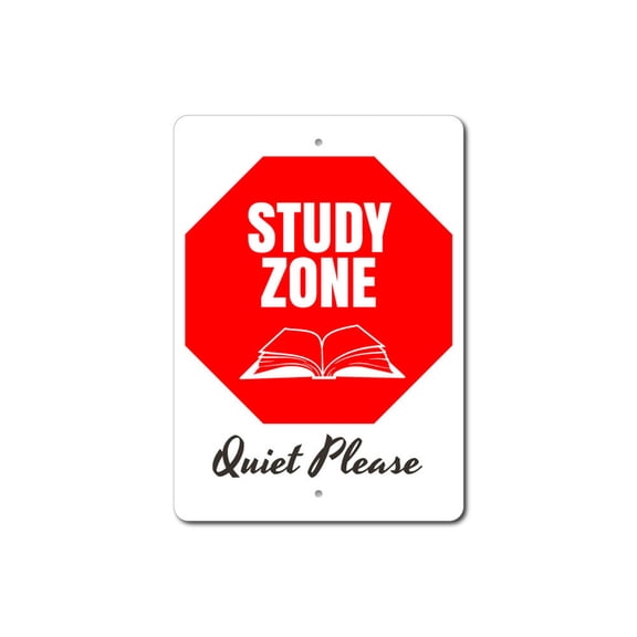 Study Zone Sign, Quiet Please Sign, Library Decor, Book Lover Sign, Reading Corner Sign, Book Lover Sign, Stop Aluminum Sign - 10x14 inches