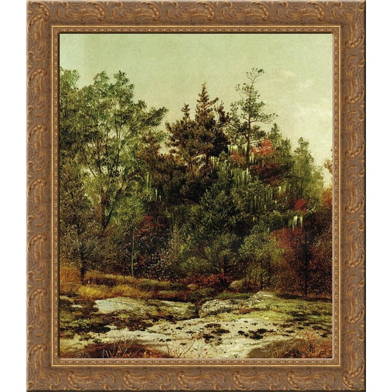 Study at Ramapo, New York 24x20 Gold Ornate Wood Framed Canvas Art by David Johnson