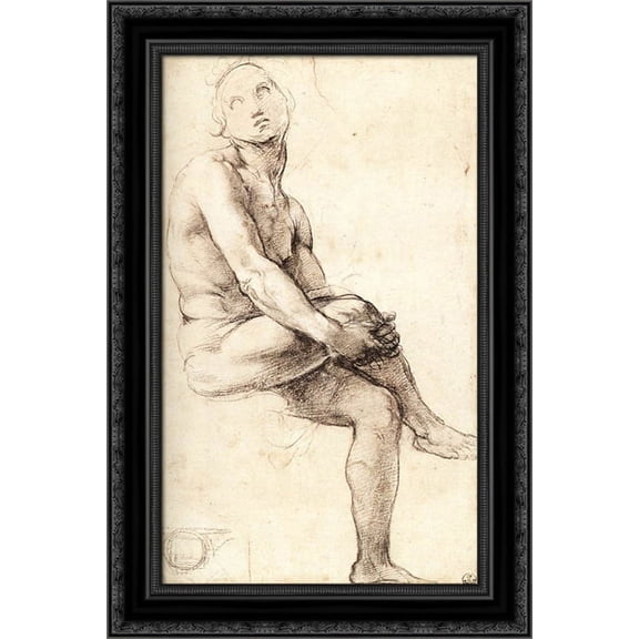 Study for Adam 17x24 Black Ornate Wood Framed Canvas Art by Raphael