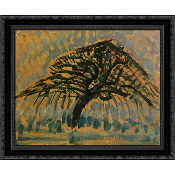 Study for Blue Apple Tree Series 20x20 Black Ornate Wood Framed Canvas Art by Mondrian, Piet