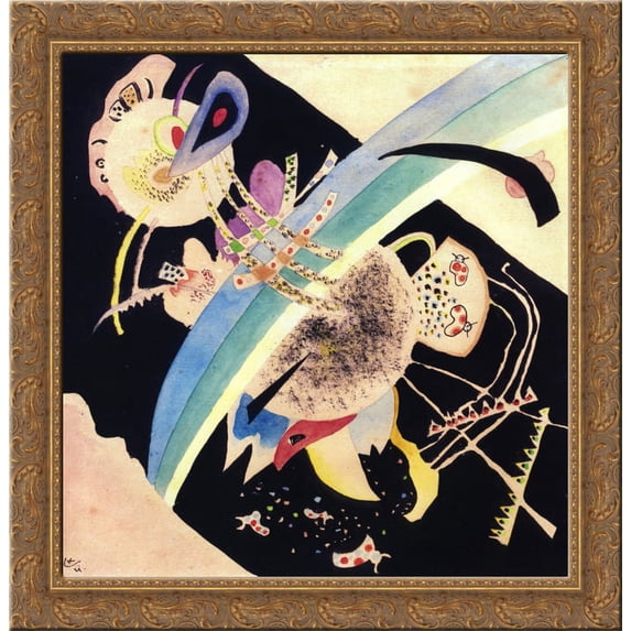 Study for Circles on Black 20x20 Gold Ornate Wood Framed Canvas Art by Wassily Kandinsky