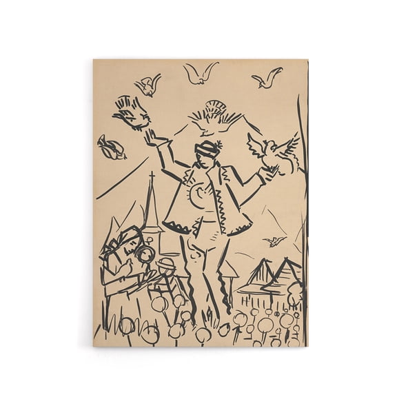 Study for Joy Family Ink Drawing Kubincan Canvas Wall Art 18x24"