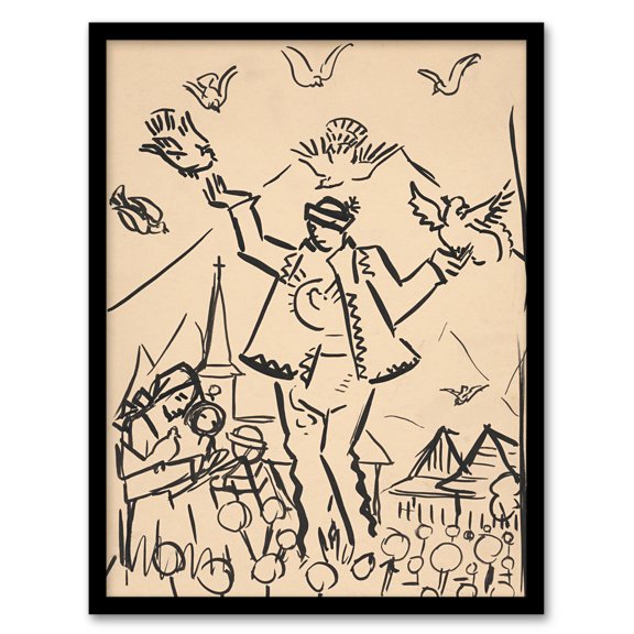 Study for Joy Family Ink Drawing Kubincan Framed Wall Art Print A4