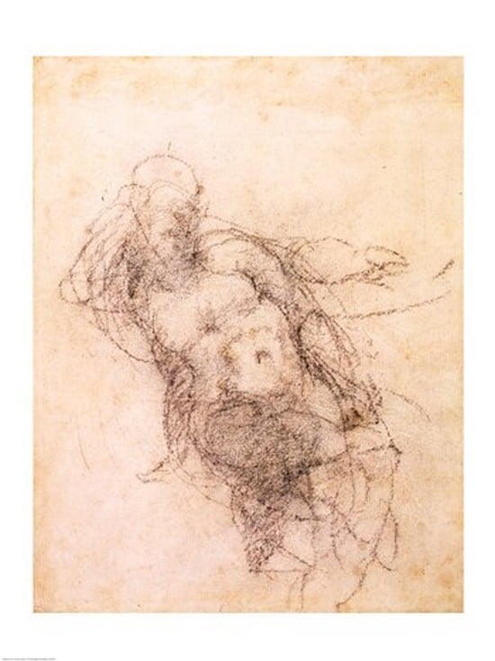 Study for Noah in The Drunkenness of Noah 1508-12 Canvas Art - Michelangelo Buonarroti (24 x 36)