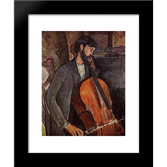 Study for The Cellist 20x24 Framed Art Print by Modigliani, Amedeo