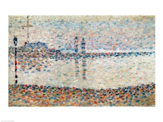 Study for The Channel at Gravelines Evening 1890 Canvas Art - Georges Seurat (24 x 18)