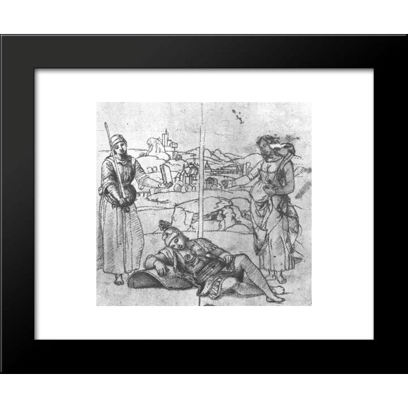 Study for 'The Knight's Dream' 20x24 Framed Art Print by Raphael