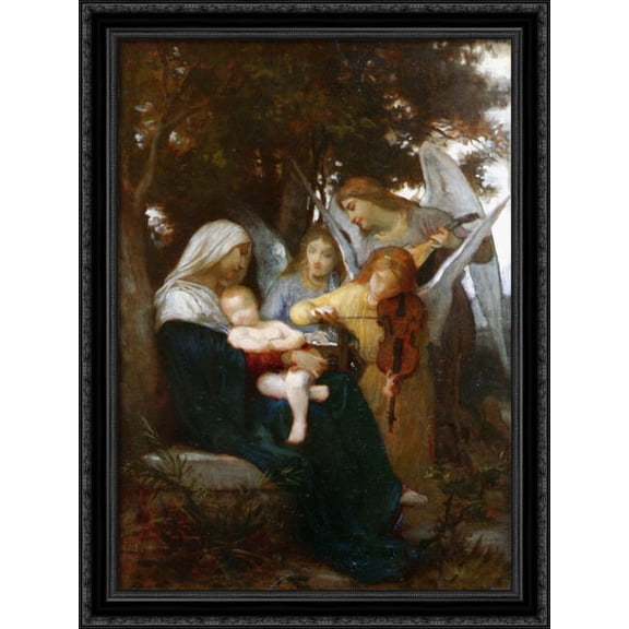 Study for Vierge aux anges 28x38 Large Black Ornate Wood Framed Canvas Art by William-Adolphe Bouguereau