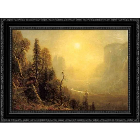 Study for Yosemite Valley, Glacier Point Trail 24x20 Black Ornate Wood Framed Canvas Art by Bierstadt, Albert