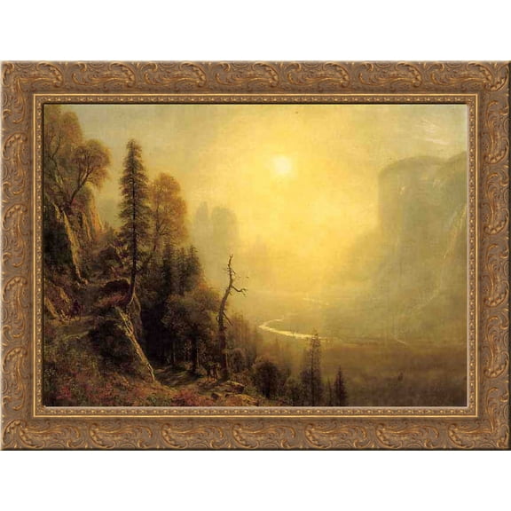 Study for Yosemite Valley, Glacier Point Trail 24x20 Gold Ornate Wood Framed Canvas Art by Bierstadt, Albert