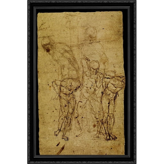 Study for a Flagellation 26x40 Large Black Ornate Wood Framed Canvas Art by Andrea Mantegna