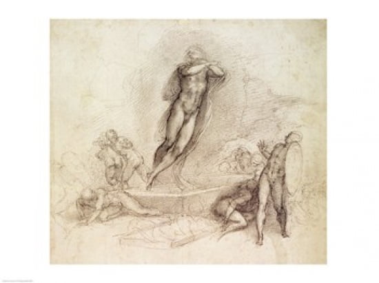 Study for an Ascension Canvas Art - Michelangelo Buonarroti (24 x 18)