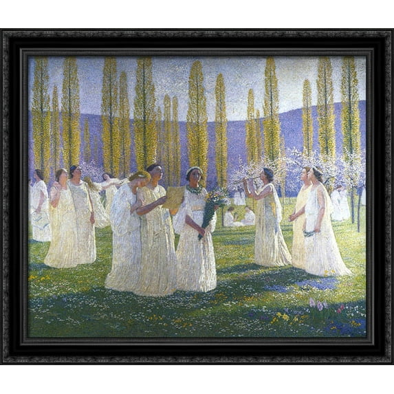 Study for the Champs Elysees 32x28 Large Black Ornate Wood Framed Canvas Art by Henri Martin