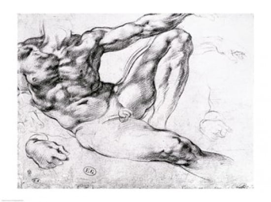 Study for the Creation of Adam Canvas Art - Michelangelo Buonarroti (24 x 18)